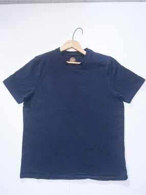Men's Navy Textured Crew Neck T-Shirt
